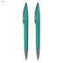 A set of two blue plastic pens with silver accents, featuring a sleek design and clear barrel.