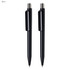 A black pen gift set featuring two sleek, matching pens with a modern design and a logo.