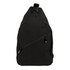 A black Sling RPET travel bag with a front pocket and adjustable strap. It features a logo on the side.