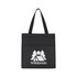 A black cooler bag featuring a logo and a front pocket, designed for transporting food and drinks.
