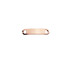 A copper-toned shoelace charm with rounded ends and a smooth surface, featuring a logo.