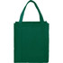 A green non-woven grocery tote bag with sturdy handles and an interior spacious enough for shopping.
