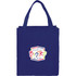 A navy blue reusable grocery tote bag with a logo printed on the front. The bag has two sturdy handles.