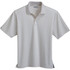 A light grey short sleeve polo shirt for men featuring a collar and a logo.