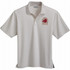 A cream short sleeve polo shirt with a logo on the left chest area.