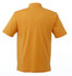 A short sleeve polo shirt in orange with a collar, featuring a logo on the sleeve.