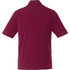 A maroon short sleeve polo shirt with a plain back and a logo.