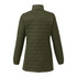 A lightweight packable insulated puffer jacket in olive green, featuring a quilted design and a collar.