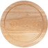 A round wooden cheese board in a light natural finish, featuring a smooth surface and a subtle border design.