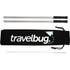 A reusable stainless steel straw set in silver with a black carrying pouch and cleaning brush.