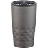 A drink bottle in matte grey with a textured design, featuring a lid and a logo. Capacity: 420ml.