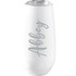A drink bottle in white with a sleek design, featuring a clear lid and a grey logo.