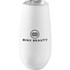 A drink bottle in white with a clear lid, featuring a branding logo.