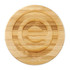 A bamboo lid featuring a circular design, crafted from light brown bamboo wood. Suitable for a glass cup.