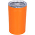 An orange vacuum tumbler with a clear lid, featuring a logo on the side. Holds 325ml.