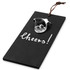 A drink bottle opener in a black rectangular design, featuring a metal opener and a leather tie.