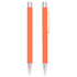 An orange Gorica Click Action Ballpoint Pen with silver accents, featuring a sleek metal design and a clip.