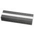 A sleek grey pen box with a textured design, featuring a white band across the top and a logo.