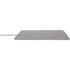 A grey ultra-thin fabric wireless charging pad with a sleek design and a connecting cable.