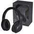 A pair of black Anton ANC headphones next to their black packaging, featuring a sleek and modern design.