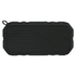A rectangular black waterproof Bluetooth speaker with a textured surface and rugged edges, featuring a small attachment loop.