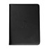 A black imitation leather zip compendium featuring a logo on the front, suitable for office and business use.