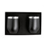 A drinkware gift set featuring two black insulated cups with silver rims, presented in a black box.