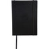 A black bound journal with a sleek design, featuring an elastic band closure and a ribbon bookmark.