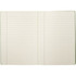 An open journal with lined pages and a vibrant green spine. It features a logo on the cover.