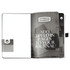 A Nova Bound JournalBook with blank pages, featuring a sleek design and a subtle logo, in black and white.