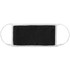 A black face mask with white ear loops, featuring a simple design and an unspecified logo.