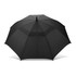 A black Swiss Peak Tornado 58cm umbrella with a sleek design and a central handle.
