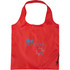 A red foldaway shopper tote bag with a logo and a drawstring closure.