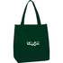 A dark green insulated grocery tote bag with two handles and a logo on the front.