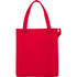 A bright red insulated grocery tote bag with two shoulder straps and a front pocket. Features a logo.