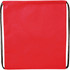 A red non-woven drawstring sportpack with black drawstrings and a simple design, featuring a logo.
