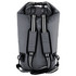 A grey waterproof cooler backpack with adjustable straps and a secure closure. It features a logo.