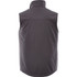 A black men's softshell vest with a high collar and no sleeves, featuring a logo.
