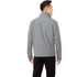 A men's softshell jacket in grey, featuring a collar and a logo on the back.