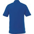 A blue short sleeve polo shirt for men featuring a collar and a logo.