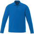 A blue long sleeve polo shirt for men, featuring a collar and a logo on the chest.