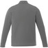 A men's long sleeve polo shirt in grey with a collar and an attached logo on the back.