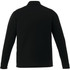 A black long sleeve polo shirt for men, featuring a collar and a logo on the back.