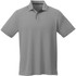 A grey short sleeve polo shirt for men, featuring a collar and a logo on the chest.