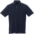 A navy blue men's polo shirt with a collar and a contrasting trim, featuring a logo on the chest.