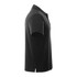 A black short sleeve polo shirt for men, featuring a collar and a logo.