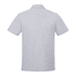 A grey short sleeve polo shirt with a collar and a logo on the chest.