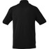 A black men's short sleeve polo shirt featuring a collar and a logo. Back view displayed.