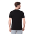 A black short sleeve men's t-shirt with a simple design and comfortable fit, featuring a logo on the back.