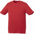 A red short sleeve tech tee for men, featuring a simple design and a logo.